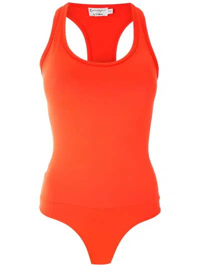 Amir Slama Plain Racer Back Bodysuit In Orange