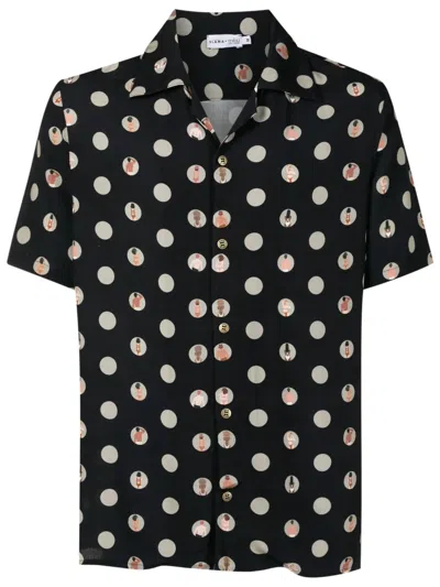 Amir Slama Polka Dot Cotton Shirt In Black