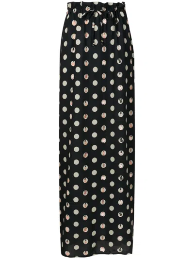Amir Slama Polka-dot Print Maxi Skirt In Black