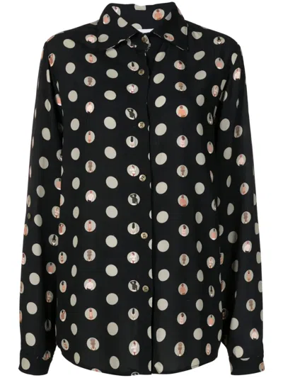 Amir Slama Polka-dot Print Shirt In Black