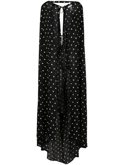 Amir Slama Gepunktetes Seidenkleid In Black