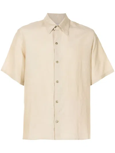 Amir Slama Poseidon-print Linen-blend Shirt In Neutrals