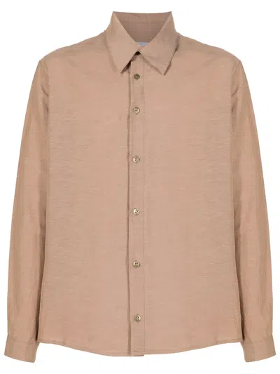 Amir Slama Poseidon-print Long-sleeve Shirt In Brown