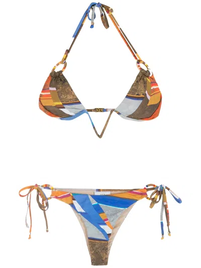 Amir Slama Print Eco Bikini Set In Blue