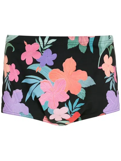 Amir Slama Print Hibiscus Swimming Trunks In Black