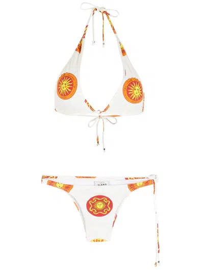 Amir Slama Print Sol Bikini Set In White