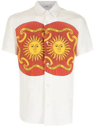 Amir Slama Print Sol Short Sleeves Shirt In White