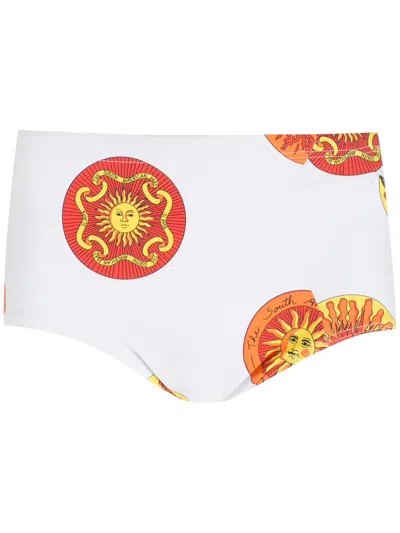 Amir Slama Print Sol Swimming Trunks In White