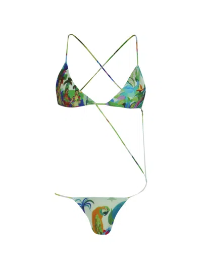 Amir Slama Print Tie Bikini In Green