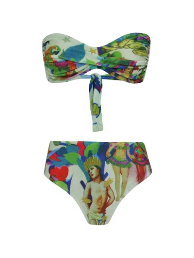 Amir Slama Print Tie Bikini In Green
