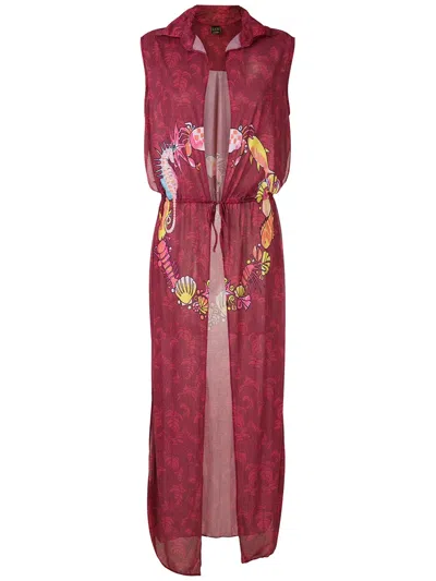 Amir Slama Printed Beach Dress In Red