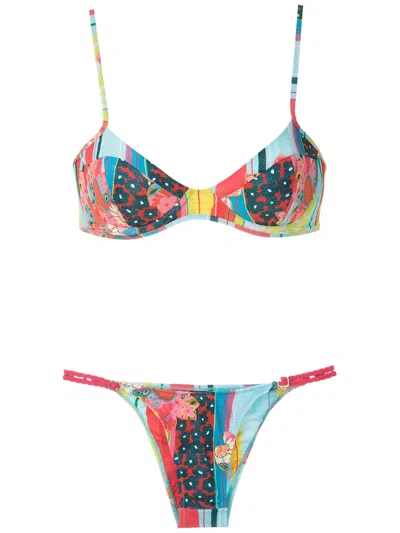 Amir Slama Printed Bikini Set In 99