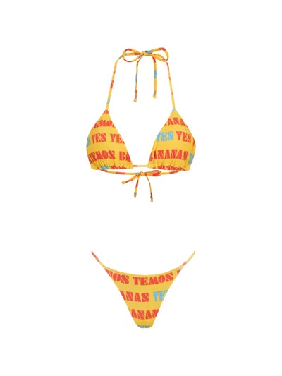 Amir Slama Printed Bikini In Yellow