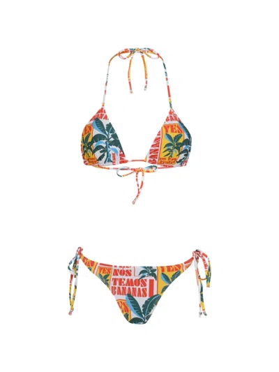 Amir Slama Printed Side-tie Bikini In Multi