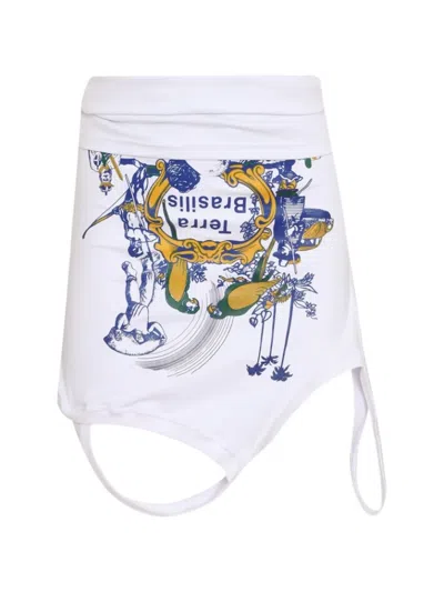 Amir Slama Printed Skirt In White