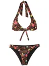 Amir Slama Printed Triangle Bikini Set In Black