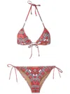 Amir Slama Printed Triangle Bikini Set In Red