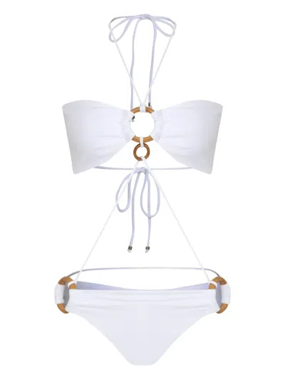 Amir Slama Ring-detail Halter Swimsuit In White
