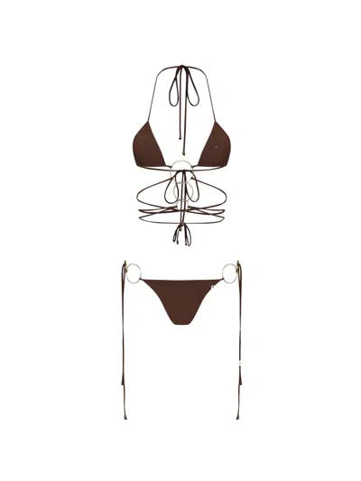 Amir Slama Ring Tie Bikini In Brown
