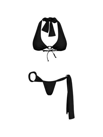 Amir Slama Ring-detail Halterneck Bikini In Black