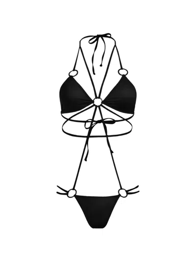Amir Slama Ring-detail Halterneck Swimsuit In Black