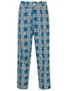 Amir Slama Rope-print Linen-blend Trousers In Blue