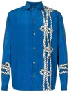 Amir Slama Nautical Knot-print Silk-satin Shirt In Blue