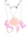Amir Slama Rose Necklace (set Of Three) In Pink