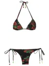 Amir Slama Rose-print Triangle Bikini In Black