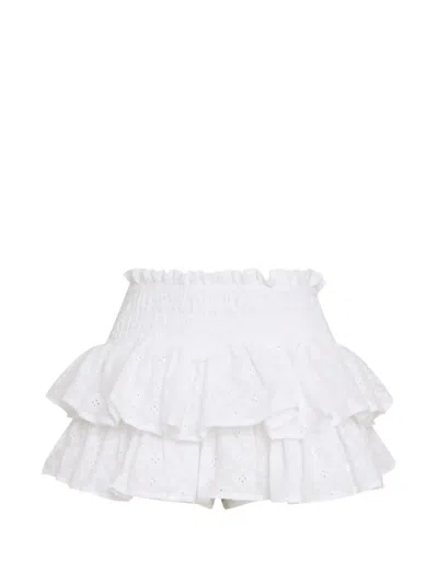 Amir Slama Ruffled Tier Mini Skirt In White