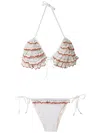 Amir Slama Ruffled Triangle Bikini Set In White