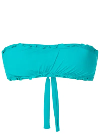 Amir Slama Ruffled-trim Bandeau Bikini Top In Blue