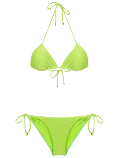 Amir Slama Self-tie Triangle Bikini In Green