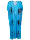 Amir Slama Semi-sheer Tied-waist Dress In Blau