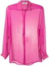 Amir Slama Sheer Crinkled Silk Shirt In Pink