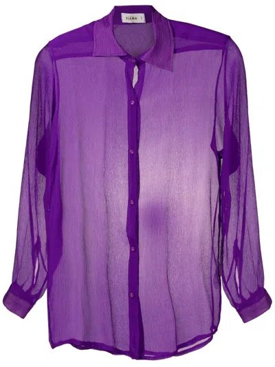 Amir Slama Sheer Crinkled Silk Shirt In Purple