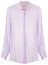 Amir Slama Sheer Crinkled Silk Shirt In Purple