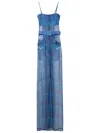 Amir Slama Sheer-finish Belted-waist Maxi Dress In Blue