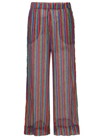 Amir Slama Sheer Graphic-print Silk Trousers In Multicolour