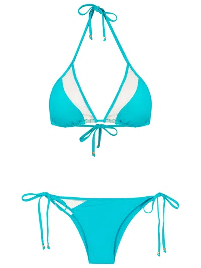 Amir Slama Sheer-panels Triangle Bikini In Blue