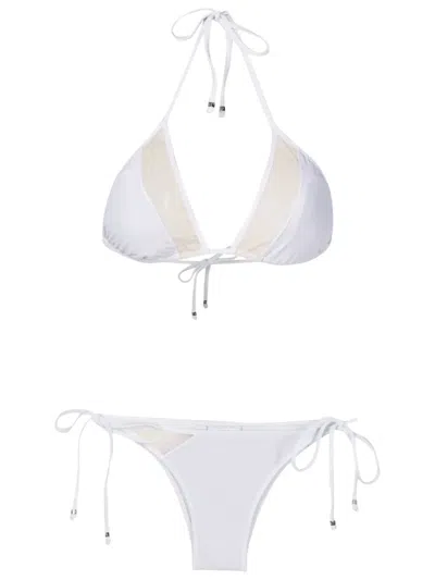 Amir Slama Sheer-panels Triangle Bikini In White