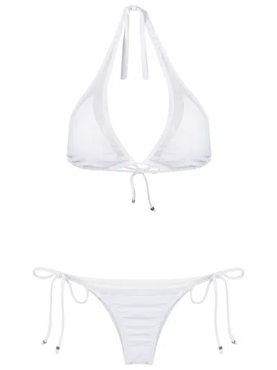 Amir Slama Sheer-panels Triangle Bikini In White