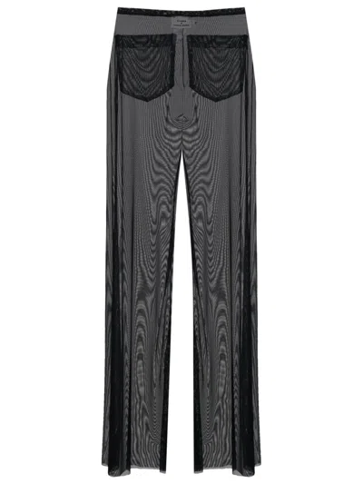 Amir Slama Sheer Ruffled-trim Trousers In Black