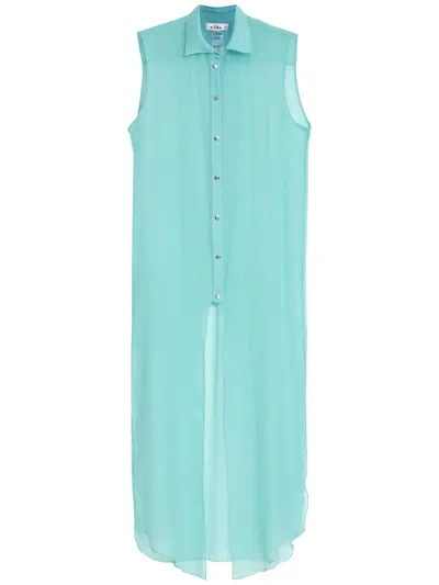 Amir Slama Silk Beach Dress In Blau