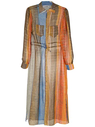 Amir Slama Silk Shirt Dress In Multicolour