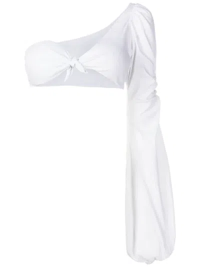 Amir Slama One-shoulder Tie-fastening Blouse In White