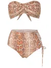 Amir Slama Snakeskin-print Tie-fastening Bikini In Braun