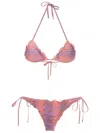 Amir Slama Snakeskin-print Triangle Bikini In Purple