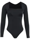 Amir Slama Square Neck Long Sleeve Top In Black