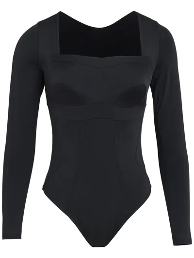 Amir Slama Square Neck Long Sleeve Top In Black
